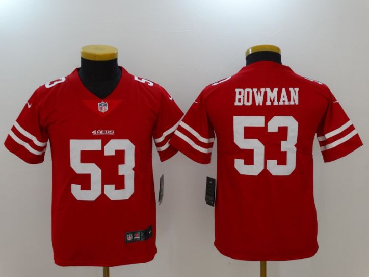 Men Youth San Francisco 49ers 53 Bowman Red Nike Vapor Untouchable Limited NFL Jersey